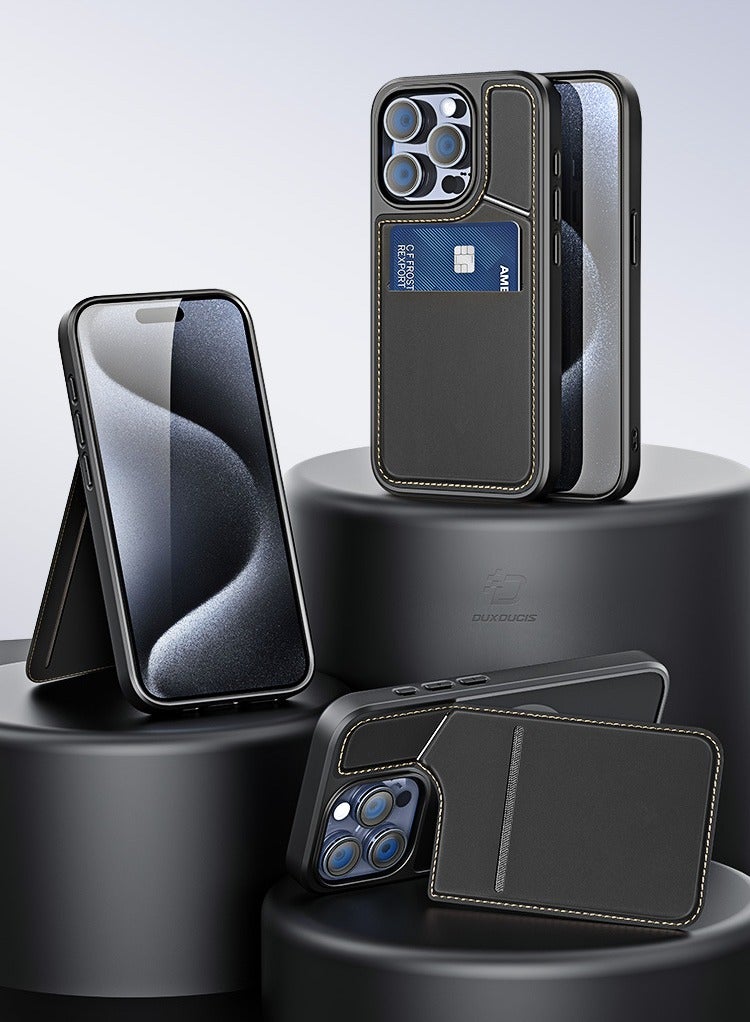 عام متوافق مع آيفون 15 برو ماكس حافظة محفظة جلدية مع مسنده وحامل بطاقة الائتمان يدعم الشحن المغناطيسي آيفون 15 برو ماكس 6.7 - Image 2