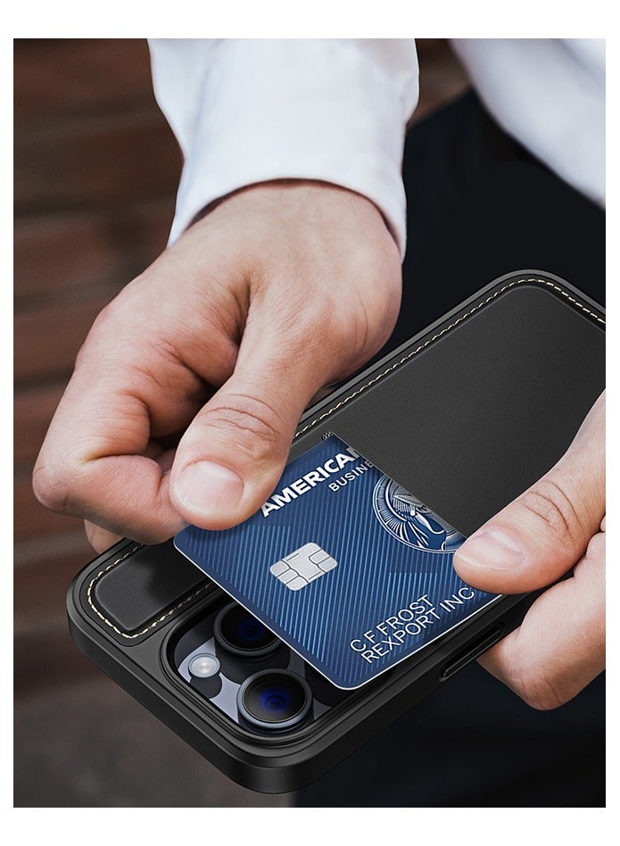 عام متوافق مع آيفون 15 برو ماكس حافظة محفظة جلدية مع مسنده وحامل بطاقة الائتمان يدعم الشحن المغناطيسي آيفون 15 برو ماكس 6.7 - Image 3