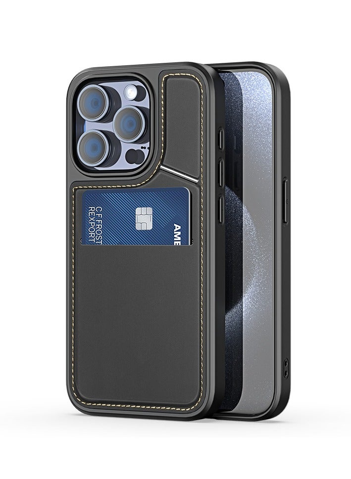 عام متوافق مع آيفون 15 برو ماكس حافظة محفظة جلدية مع مسنده وحامل بطاقة الائتمان يدعم الشحن المغناطيسي آيفون 15 برو ماكس 6.7 - Image 1