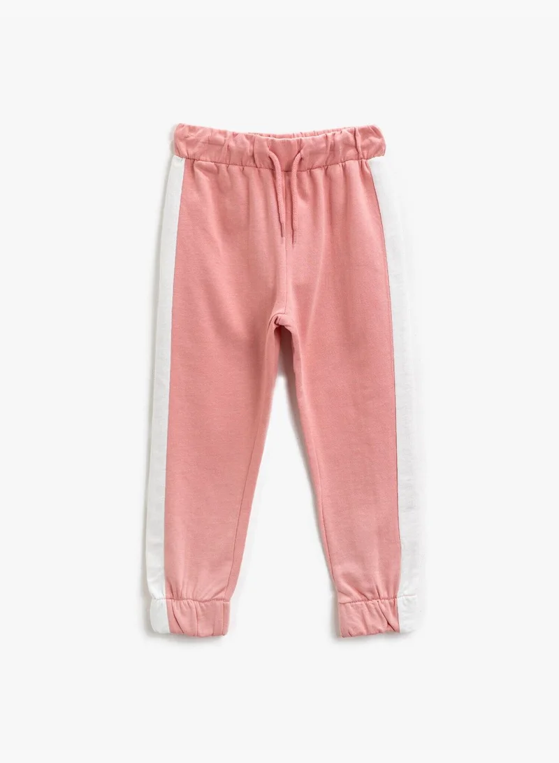 KOTON Cotton Striped Elastic Waist Jogger Sweatpants
