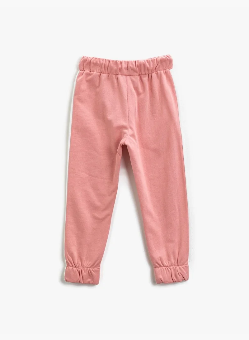 KOTON Cotton Striped Elastic Waist Jogger Sweatpants