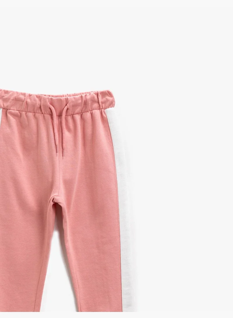 KOTON Cotton Striped Elastic Waist Jogger Sweatpants