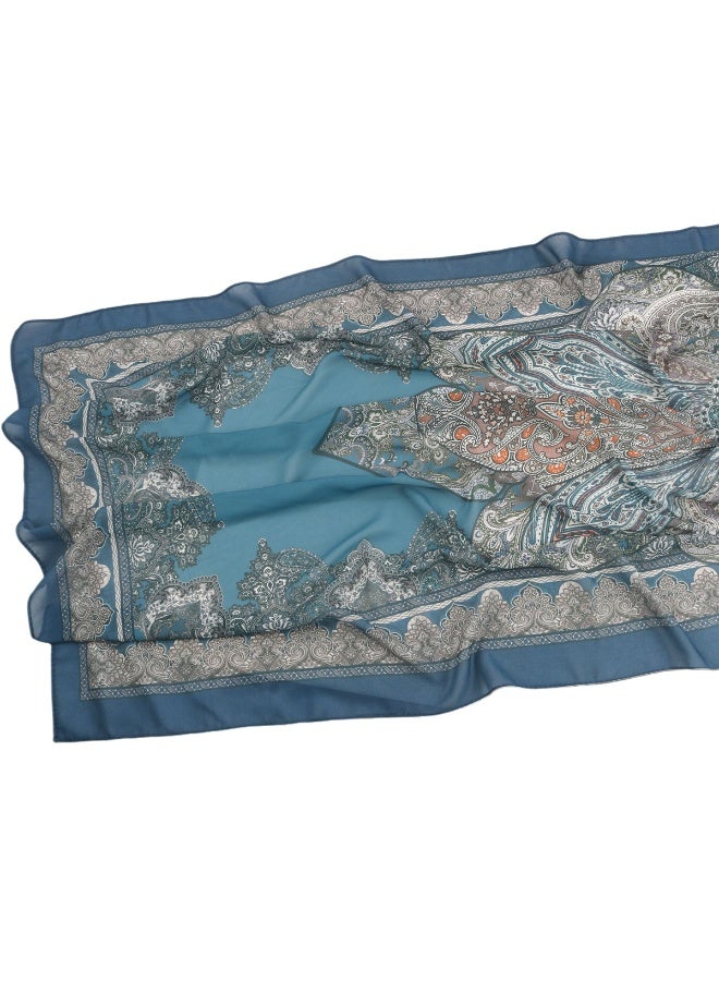 Elegant Floral Printed Chiffon Scarf Shawl - 170x70cm Scarf Shawl Lightweight Hijab, Prayer Cover, Abaya Wrap for Women