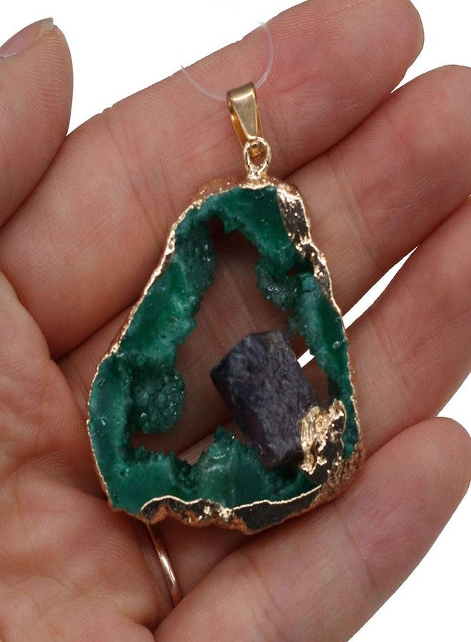 Zotoone Natural Agate Quartz Geode Druzy Pendant,Irregular Gemstone Necklace Charms Slice Druzy Pendant for DIY Jewelry Making Necklace Bracelet for Women,Healing Crystal (5 pcs - Image 3
