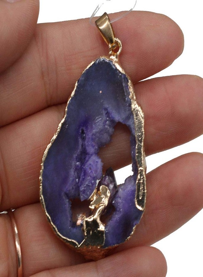 Zotoone Natural Agate Quartz Geode Druzy Pendant,Irregular Gemstone Necklace Charms Slice Druzy Pendant for DIY Jewelry Making Necklace Bracelet for Women,Healing Crystal (5 pcs - Image 5