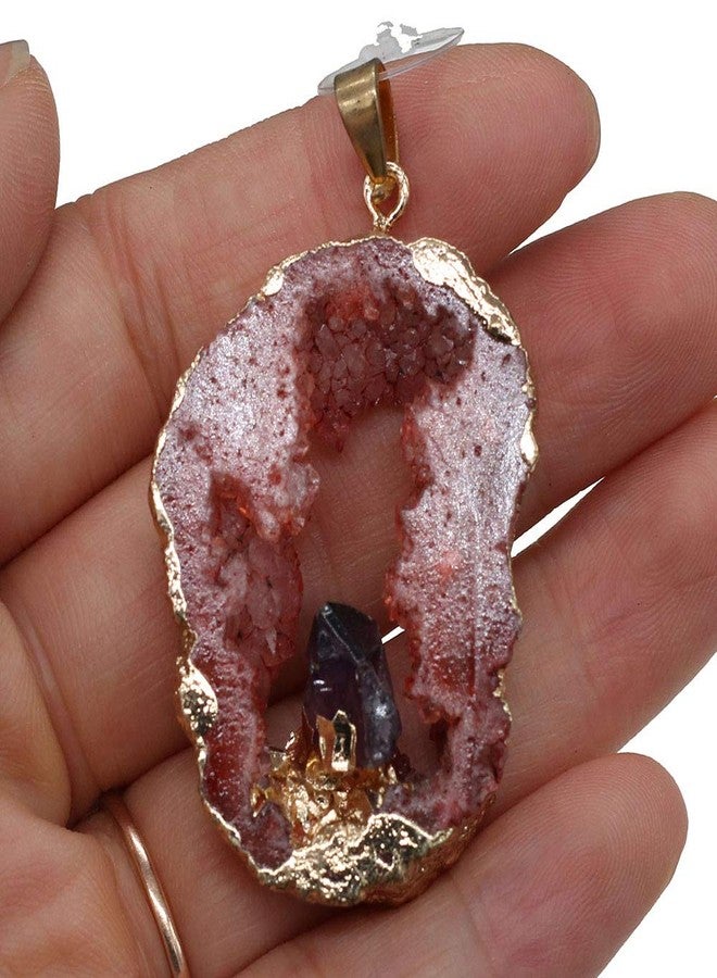 Zotoone Natural Agate Quartz Geode Druzy Pendant,Irregular Gemstone Necklace Charms Slice Druzy Pendant for DIY Jewelry Making Necklace Bracelet for Women,Healing Crystal (5 pcs - Image 4