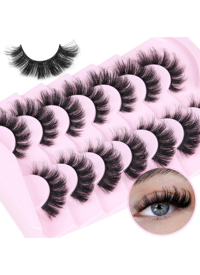 ALICROWN HAIR Mink Lashes Fluffy Volume False Eyelashes Wispy Strip Fake Eyelashes Cat Eye Lashes Thick 20Mm Long False Lashes 7 Pairs Pack Natural Look  - Image 1