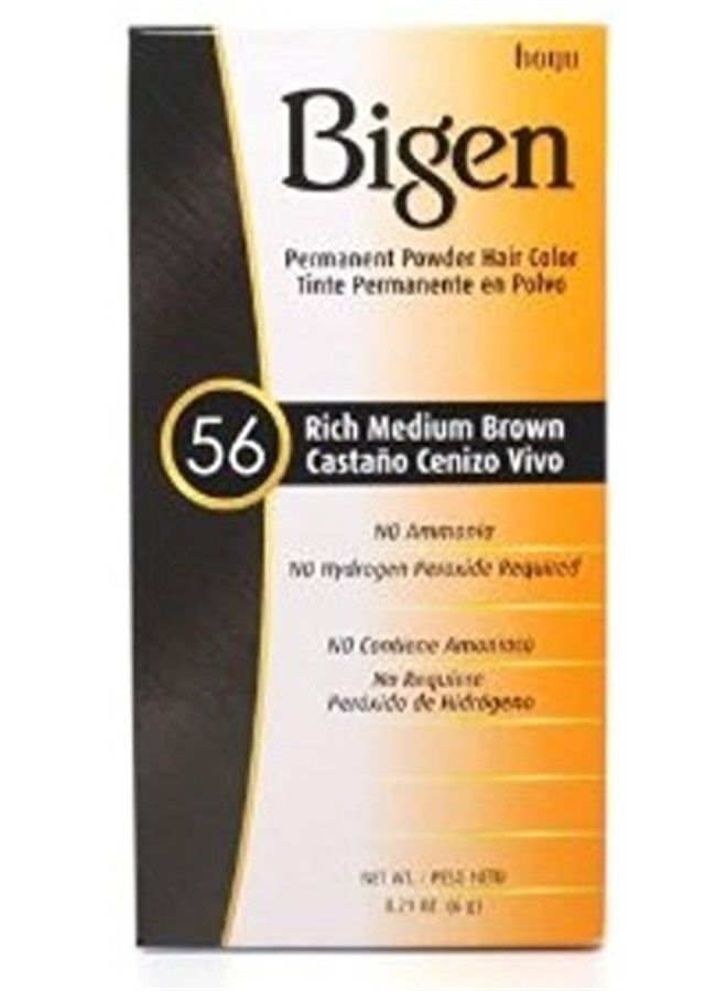 Bigen Permanent Powder Hair Color 56 Medium Brown 1 ea (Pack of 5)