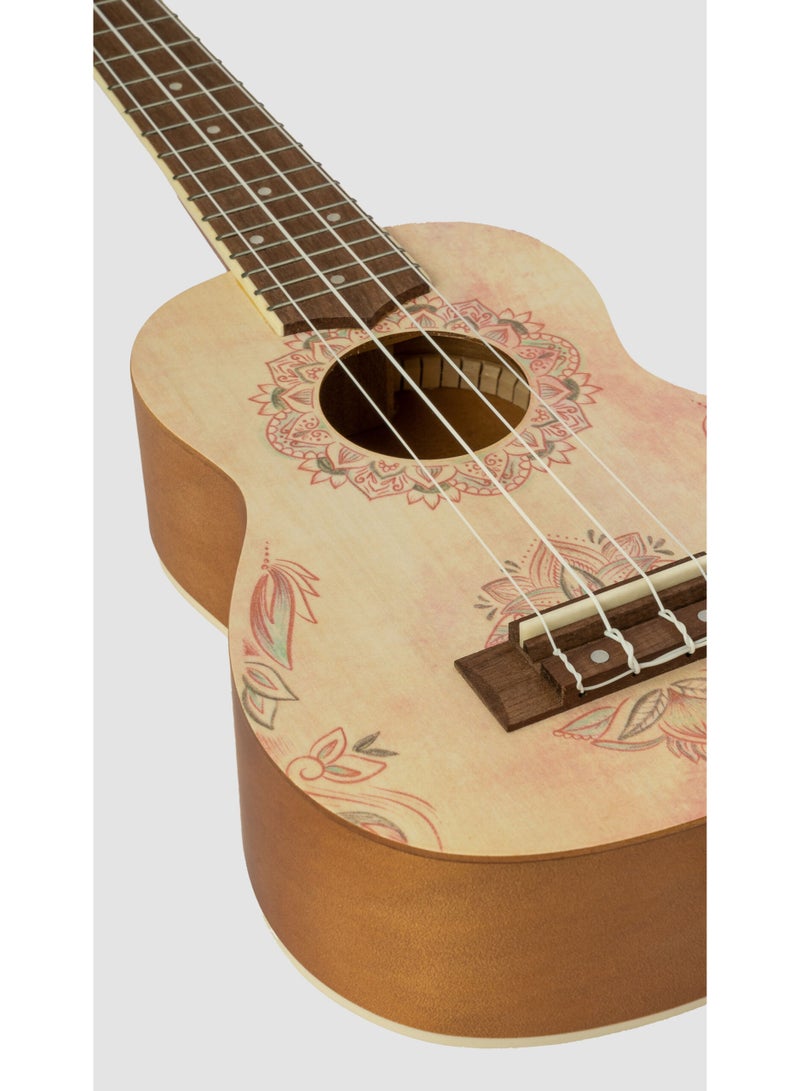 Bamboo U-21 Lotus Mandala Soprano Ukulele – 21-Inch Artistic Design with Premium Gig Bag  - Image 2