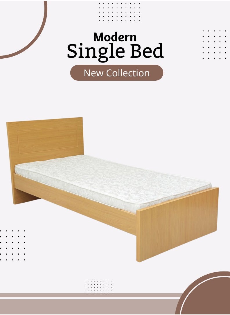 AFT - Elegant Single Bed Frame with MDF Construction - Golden beige Finish, 197 cm Length x 95 cm Width, High Headboard Design for Comfort and Durability. Golden beige (ARFAN) - Image 1