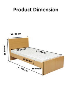 AFT Elegant Single Bed Frame with MDF Construction - Golden beige Finish, 197 cm Length x 95 cm Width, High Headboard Design for Comfort and Durability. Golden beige (ARFAN)  - Image 3