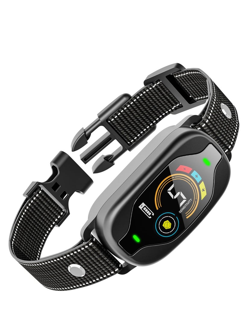 Excefore طوق النباح، طوق تدريب الكلاب المضاد للنباح، قابل لإعادة الشحن وآمن للحيوانات الأليفة، طوق إيقاف النباح للكلاب الصغيرة والمتوسطة والكبيرة، أجهزة منع النباح مع صفارة واهتزاز وصدمة، أسود - Image 1