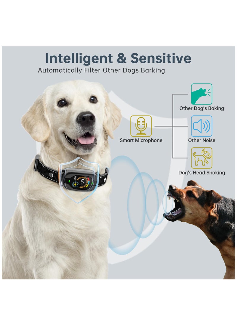 Excefore طوق النباح، طوق تدريب الكلاب المضاد للنباح، قابل لإعادة الشحن وآمن للحيوانات الأليفة، طوق إيقاف النباح للكلاب الصغيرة والمتوسطة والكبيرة، أجهزة منع النباح مع صفارة واهتزاز وصدمة، أسود - Image 4