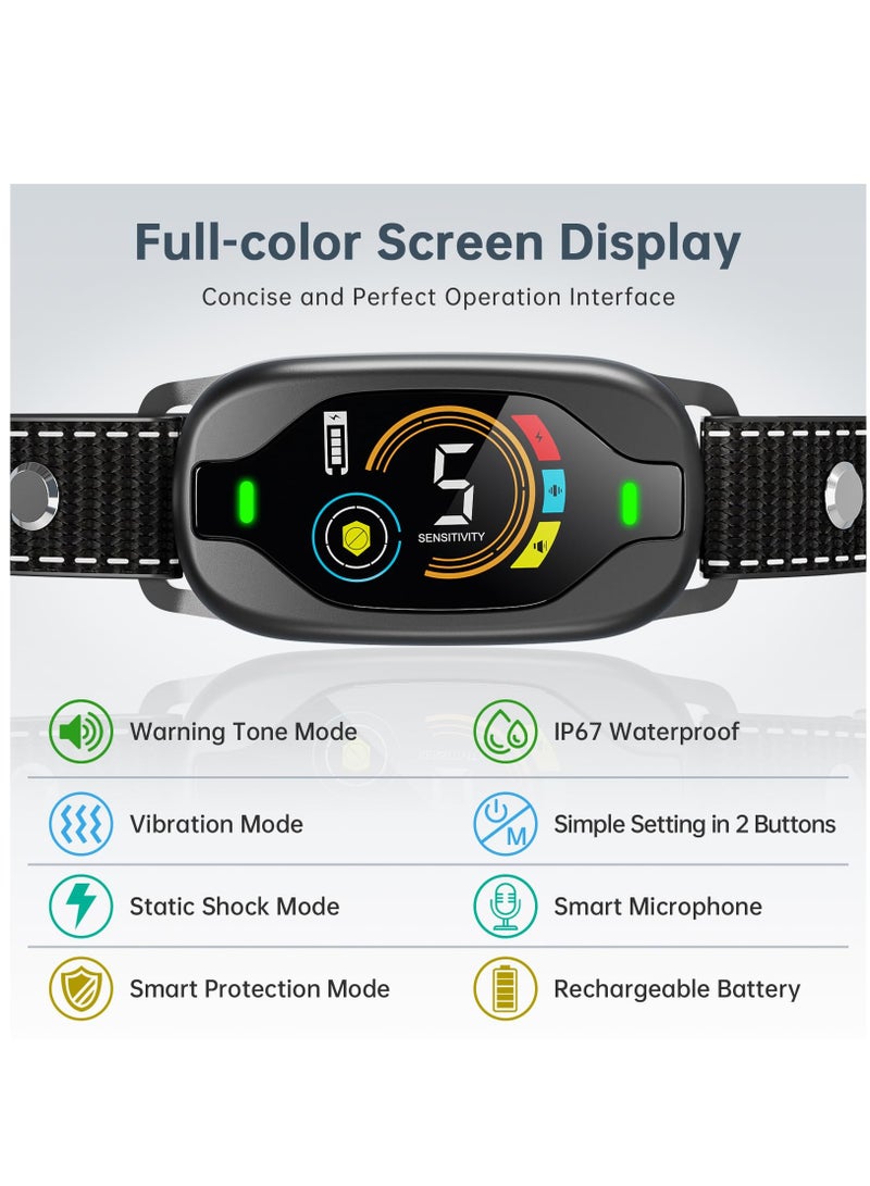 Excefore طوق النباح، طوق تدريب الكلاب المضاد للنباح، قابل لإعادة الشحن وآمن للحيوانات الأليفة، طوق إيقاف النباح للكلاب الصغيرة والمتوسطة والكبيرة، أجهزة منع النباح مع صفارة واهتزاز وصدمة، أسود - Image 2