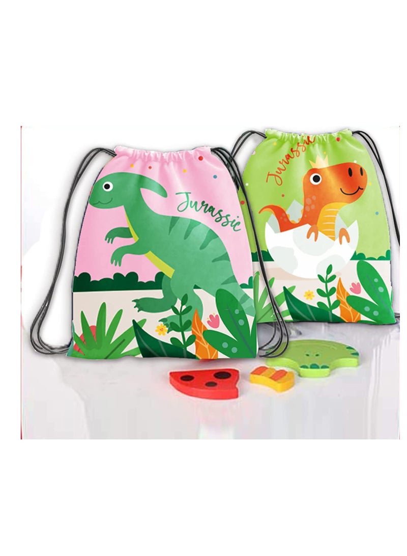 SYOSI Dinosaur Party Favor Bags, 12 Pack Dinosaur Party Supplies Drawstring Bags, Drawstring Backpack Bag Goodie bags, for Jurassic Dino Favor Bags, for Gifts Candy Snacks School Travel Toy Storage Bag - Image 5