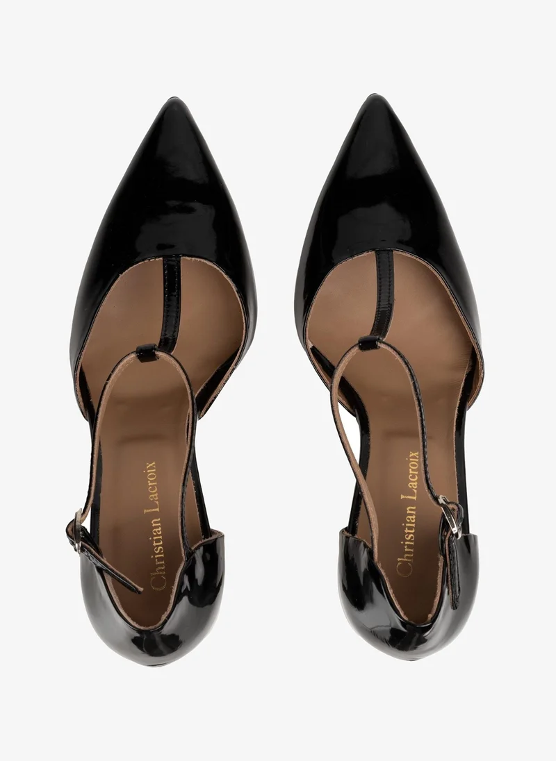 Christian Lacroix Christian Lacroix Women's Leather Ankle Strap Heels - Black