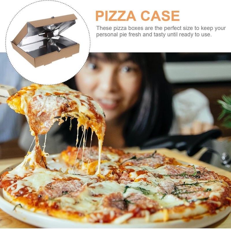 10pcs 9-inch Corrugated Kraft Paper Pizza Boxes Aluminum Foil Lining, Take out Containers for Pizza Storage and Restaurant Food Packaging - Image 3