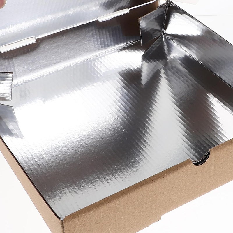 10pcs 9-inch Corrugated Kraft Paper Pizza Boxes Aluminum Foil Lining, Take out Containers for Pizza Storage and Restaurant Food Packaging - Image 4