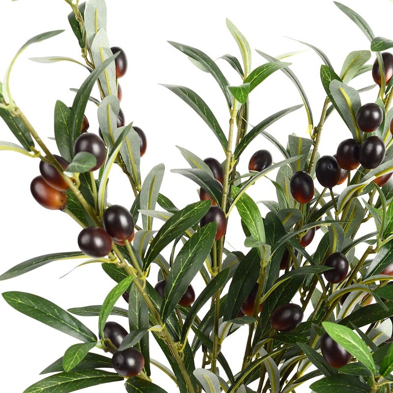 Antspirit 6pcs Artificial Plants Greenery Olive Branches Stems Fake Plants Green Leaves Fruits Branch Leaves for Home Office ndoor Outside DIY-Wreath Decor 28-Inch (6) - Image 4