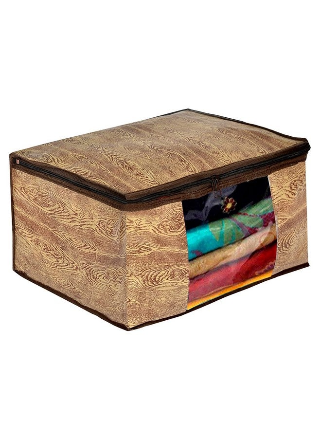 Kuber Industries Non-Woven Abstarct Print Saree Covers With Zip|Wardrobe Organizer For Clothes|Transparent Window Keep 8 To 10 Saree|Suitable For Lehenga, Suit, Dress|Pack Of 3 (Brown) - Image 3