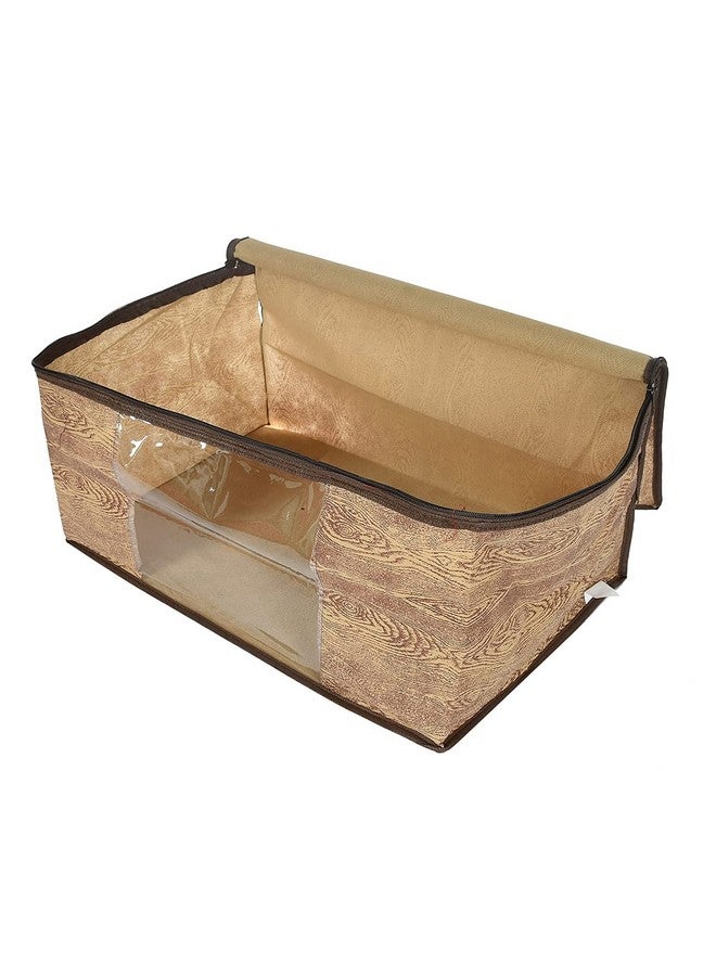 Kuber Industries Non-Woven Abstarct Print Saree Covers With Zip|Wardrobe Organizer For Clothes|Transparent Window Keep 8 To 10 Saree|Suitable For Lehenga, Suit, Dress|Pack Of 3 (Brown) - Image 4