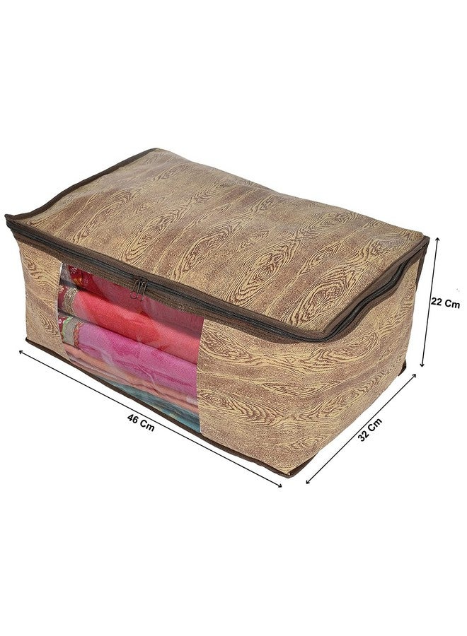 Kuber Industries Non-Woven Abstarct Print Saree Covers With Zip|Wardrobe Organizer For Clothes|Transparent Window Keep 8 To 10 Saree|Suitable For Lehenga, Suit, Dress|Pack Of 3 (Brown) - Image 5