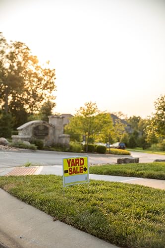 Sunburst Systems 3908 Double Sided Yard Sale Sign, Fully Assembled with Metal U-Stake, 22" x 14", 10 Pack, Yellow,Red,Black - Image 5