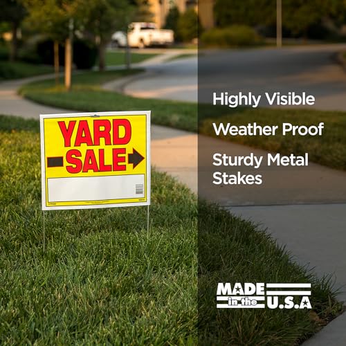 Sunburst Systems 3908 Double Sided Yard Sale Sign, Fully Assembled with Metal U-Stake, 22" x 14", 10 Pack, Yellow,Red,Black - Image 2
