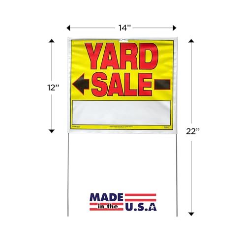 Sunburst Systems 3908 Double Sided Yard Sale Sign, Fully Assembled with Metal U-Stake, 22" x 14", 10 Pack, Yellow,Red,Black - Image 3