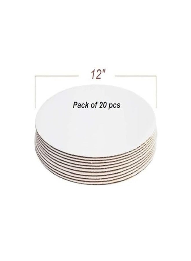 BAKERS 4U قاعدة تقديم كيك دائرية بيضاء من خشب MDF من BAKERS 4U، مقاس 12 بوصة، عبوة من 20 قطعة - Image 2