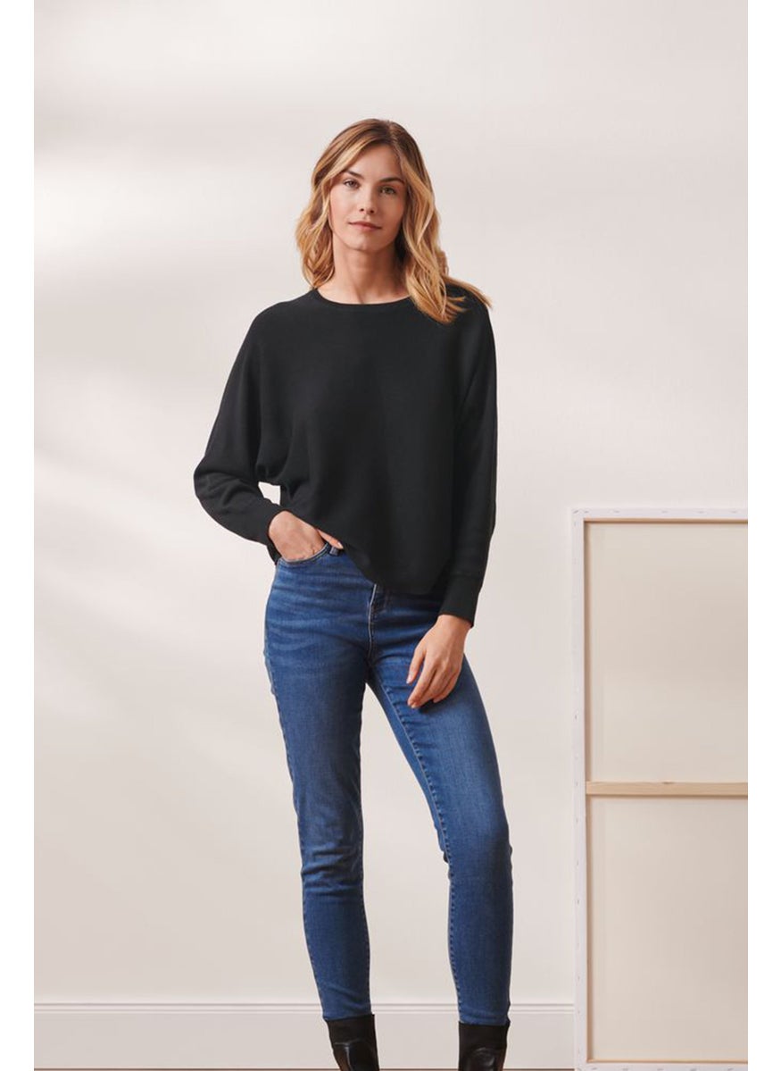 Tchibo Women Crew Neck Knitted Long  Sleeves Sweatshirt , Black  - Image 1