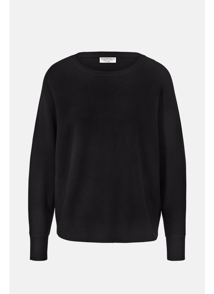 Tchibo Women Crew Neck Knitted Long  Sleeves Sweatshirt , Black  - Image 2