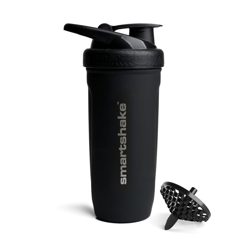 Smartshake Reforce Stainless Steel Protein Shaker Bottle 900 ml 30 oz Leakproof Screwon Lid BPA Free Unisex Black