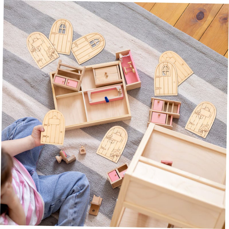 36Pcs Mini Unpainted Wooden Fairy Doors Set For Garden And Home Decor - Image 4