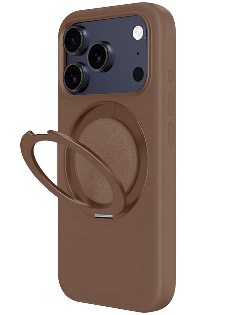 CATANES MagSafe Silicone Case Cover for Apple iPhone 17 Pro Max - 360° Spin Magnetic Stand Holder, Soft Liquid Silicone Cozy Grip -Full Camera Protection - Non-Slip Phone Case - Dark Brown - Image 1