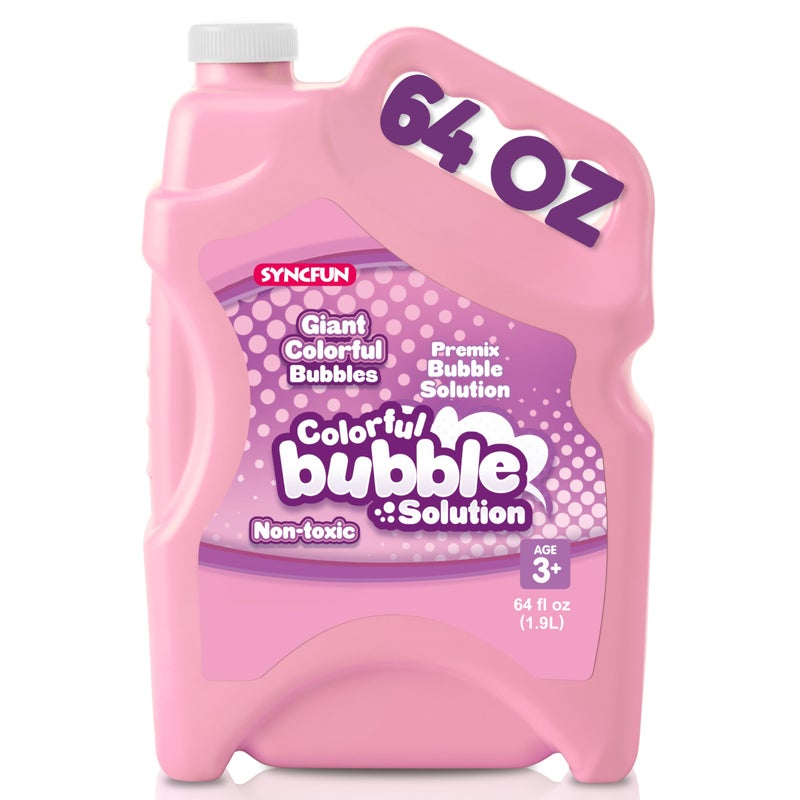 SYNCFUN 64 oz Premixed Bubble Solution 19L Giant PreMix Refill Solution for Bubble Machine Wands Blower Easter Outdoors Activity No Mixing or MeasuringPink - Image 3