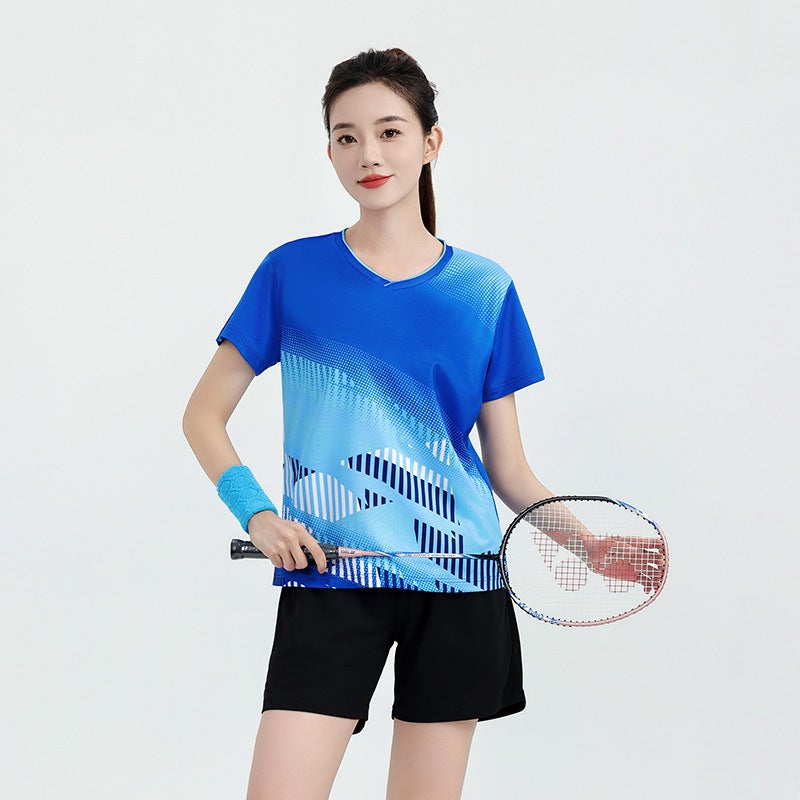 Badminton Clothing Women Mens 2024 New Quick-drying Jersey Top Childrens Table Tennis Sportswear Air Volleyball Clothing Summer Colorful blue top for women