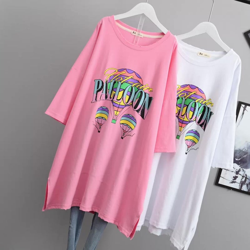 Plus size European summer new short-sleeved T-shirt for women chubby girl belly covering meat hiding split half-sleeve top for women - Image 2