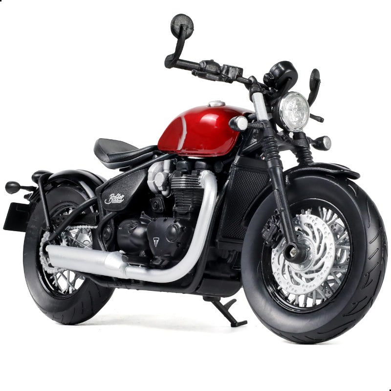 Risopen 112 Motorcycle Model Toy for Triumph Bobber Bonneville Alloy Diecast Motorcycle Model No Assembly Required Mini Moto Collection Gift for Adult Red - Image 3