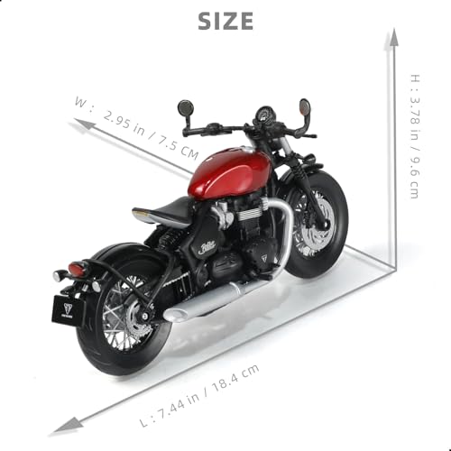 Risopen 112 Motorcycle Model Toy for Triumph Bobber Bonneville Alloy Diecast Motorcycle Model No Assembly Required Mini Moto Collection Gift for Adult Red - Image 5