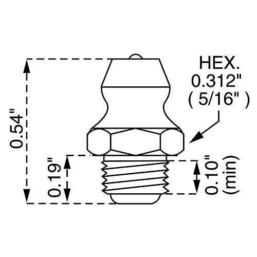 LUMAX لومكس LX-3007 ذهب/فضة ¼”-28 خيط مخروطي (SAE-LT) مستقيم 0.54” طويل ملحق شحم، (عبوة من 100). متصلب بالكامل لزيادة المتانة وحمايتها من التآكل بسبب الاستخدام المستمر. - Image 5