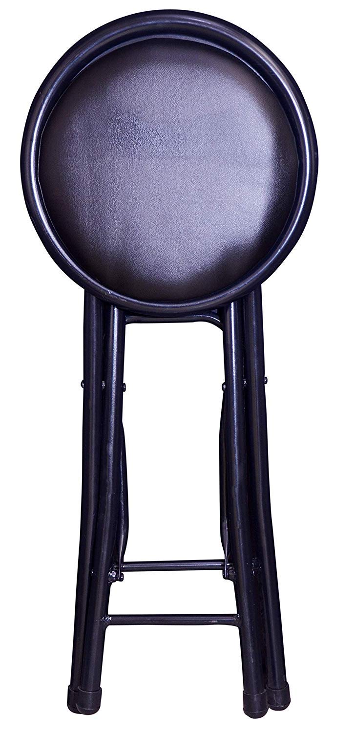 CSS CSS Furniture - Home Folding Stool Heavy Duty 21-Inch Collapsible Padded Round Stool with Foot Rest for Kitchen, Office, Breakfast, Dorm, Rec Room,Party 1 pc(Black)  - Image 4