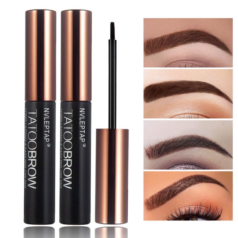 NVLEPTAP 2PCS Peel Off Tattoo Eyebrow Gel,Long Lasting Waterproof Eyebrow Tattoo Makeup,Natural Elegant Eyebrow Tattoo Peel Off for Woman Girls - Gray Brown - Image 1