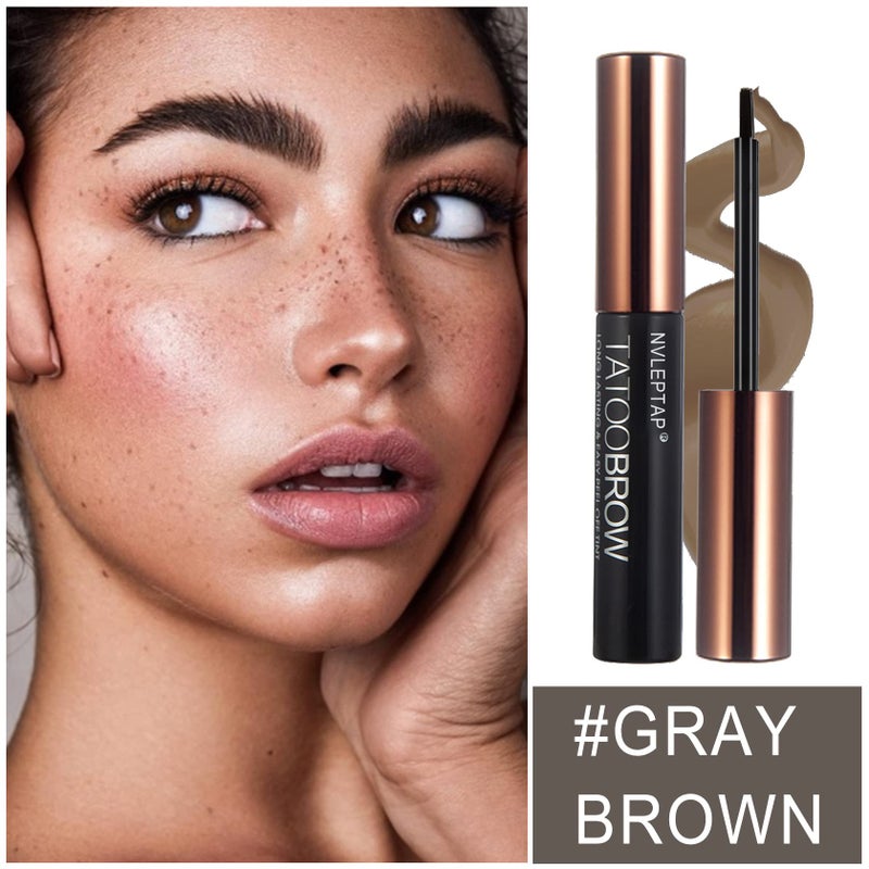 NVLEPTAP 2PCS Peel Off Tattoo Eyebrow Gel,Long Lasting Waterproof Eyebrow Tattoo Makeup,Natural Elegant Eyebrow Tattoo Peel Off for Woman Girls - Gray Brown - Image 2