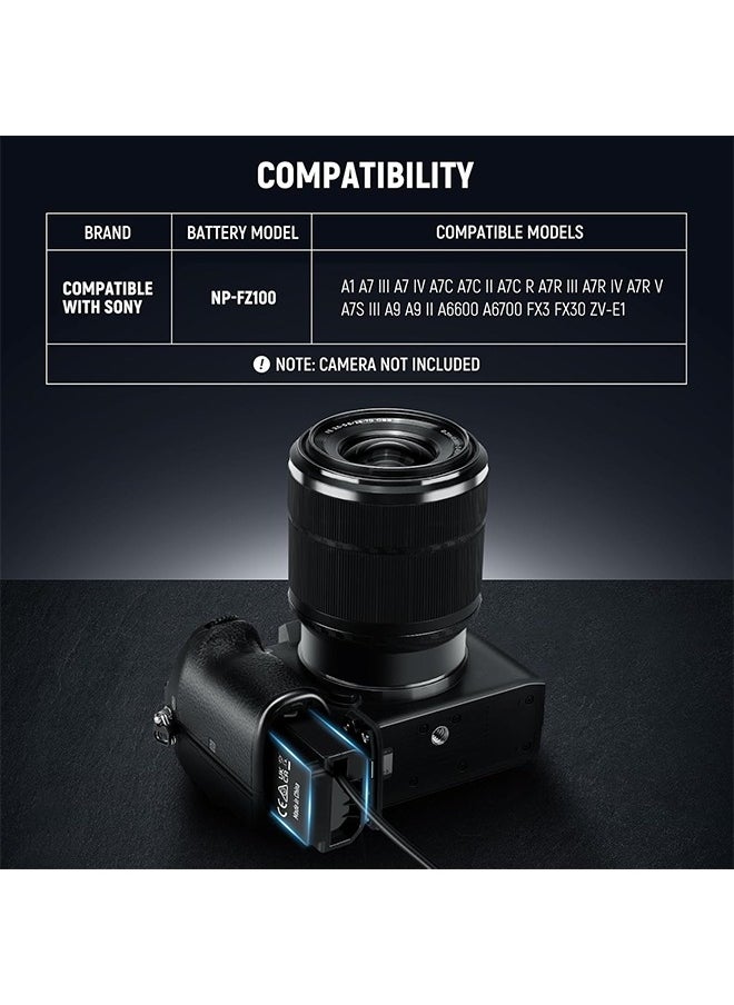 Neewer - NEEWER D Tap to NP-FZ100 Dummy Battery with Cable for V Mount Battery, Stable Continuous Power Supply for Sony ZV-E1 A1 A7 III A7 IV A7C II R III IV V A7S III A9 II A6600 A6700 FX3 FX30, VP-FZ100 - Image 1