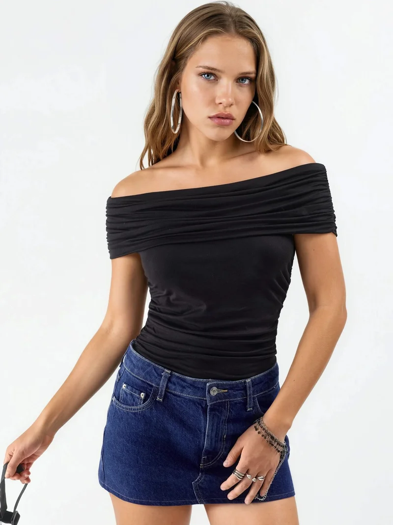 بوسيم BUSEM Off Shoulder Drape Blouse