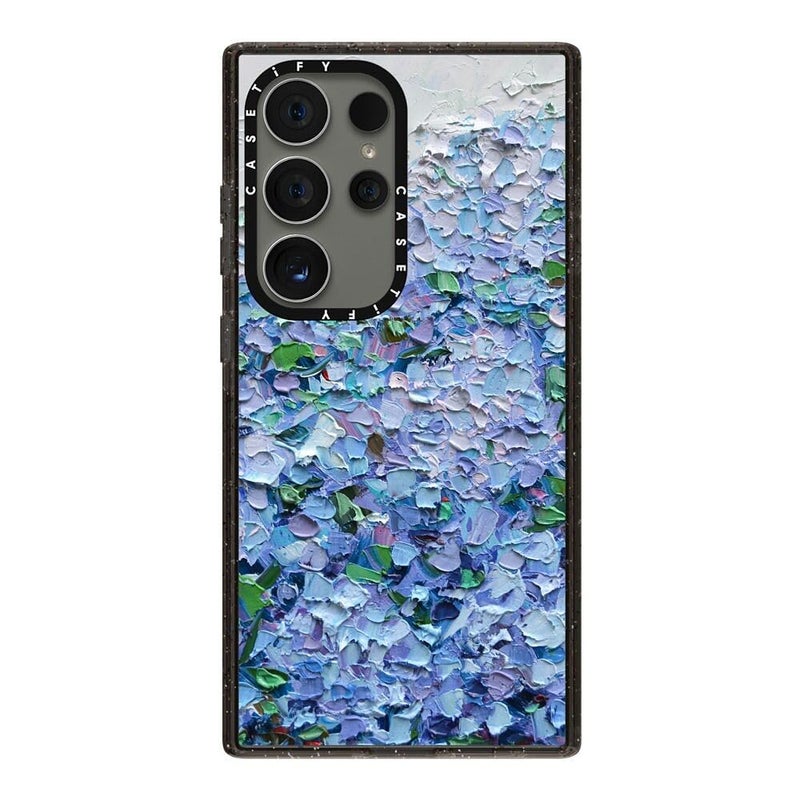 CASETiFY Impact Galaxy S24 Ultra Case - Nantucket Blue Hydrangeas - Clear Black - Image 1