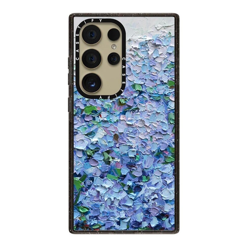 CASETiFY Impact Galaxy S24 Ultra Case - Nantucket Blue Hydrangeas - Clear Black - Image 3