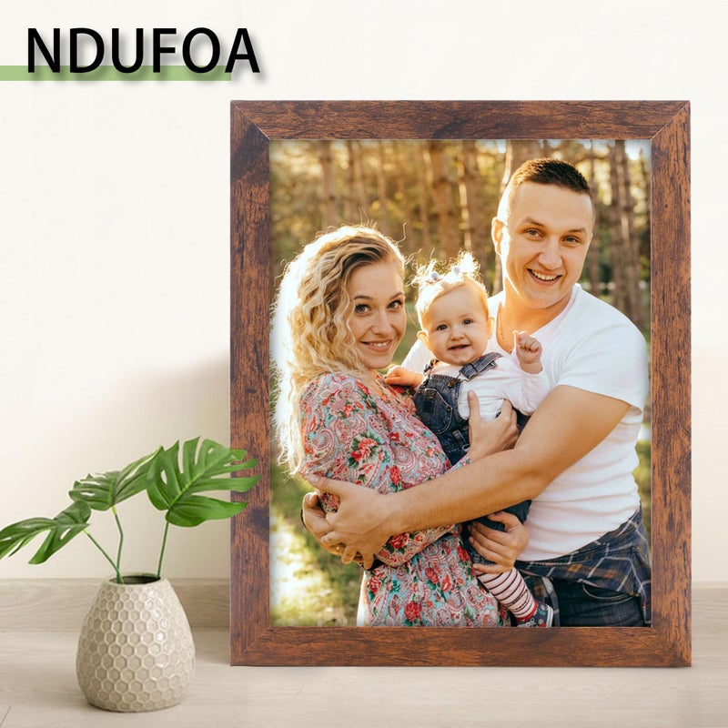 NDUFOA 11x14 Picture Frame  Display Photos 8x10 with Mat or 11x14 without Mat  Poster Frame for Wall and Tabletop  Brown - Image 3