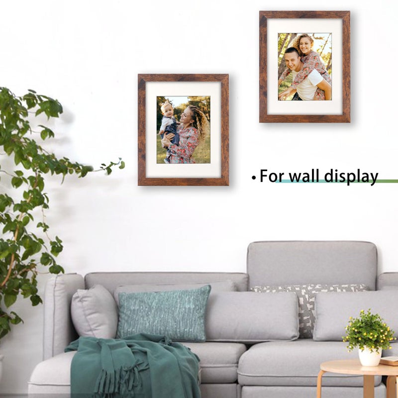 NDUFOA 11x14 Picture Frame  Display Photos 8x10 with Mat or 11x14 without Mat  Poster Frame for Wall and Tabletop  Brown - Image 4